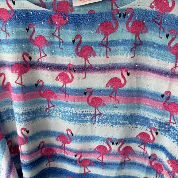 Quacker Factory Size 2X Flamingos Poncho Blouse - Picture 6 of 9